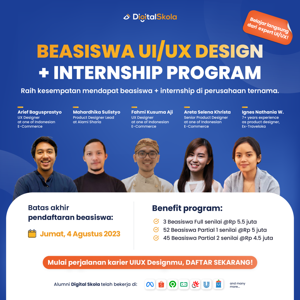 Beasiswa UI UX Design & Internship by Digital Skola