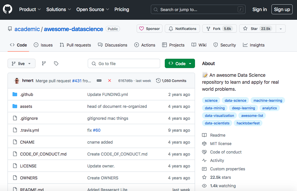 Repositori GitHub - Awesome Data Science