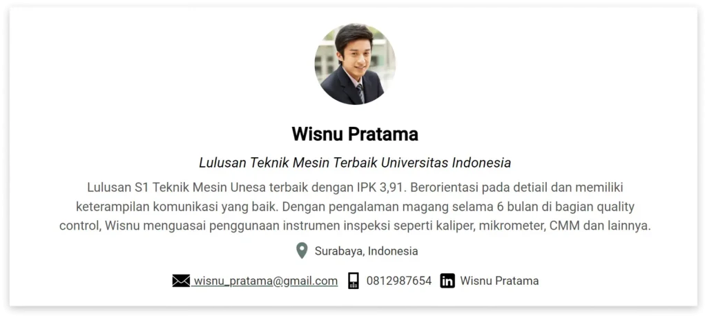 contoh deskripsi diri di cv