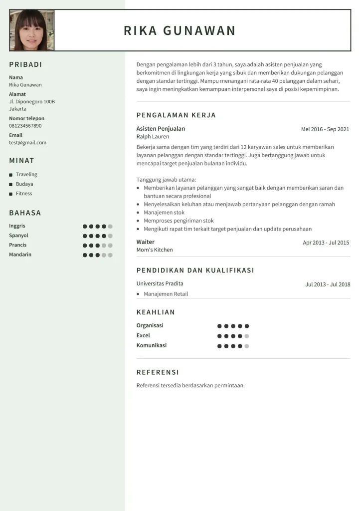 contoh menulis pengalaman kerja di cv