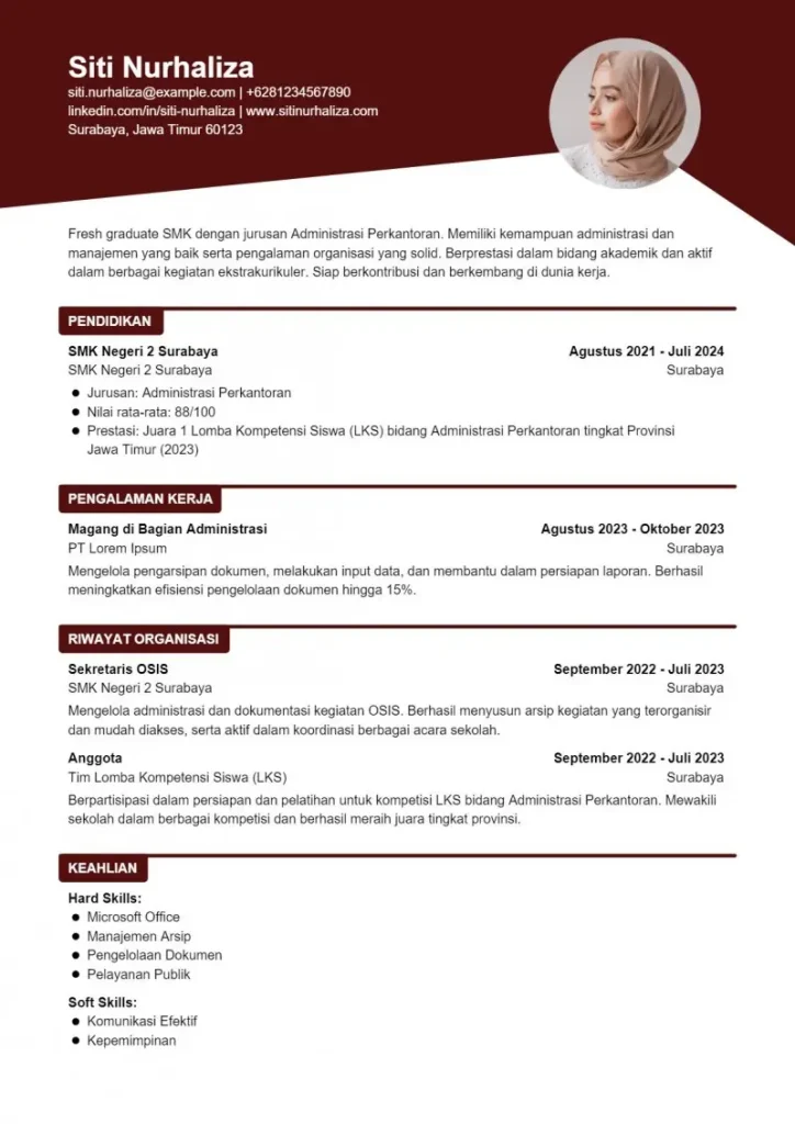 contoh cv lamaran kerja