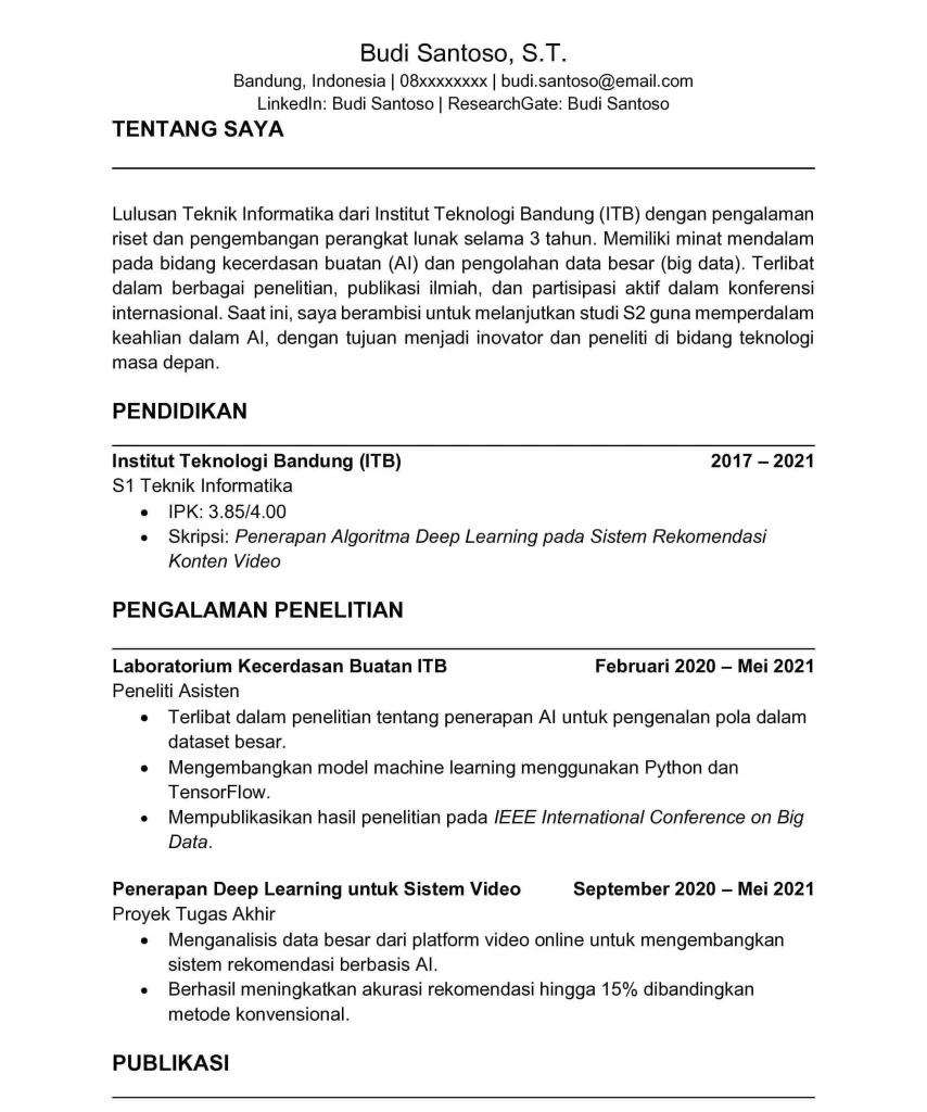 CV Beasiswa Fokus Akademik