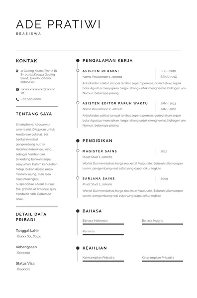 CV Beasiswa Fokus Skill Teknis