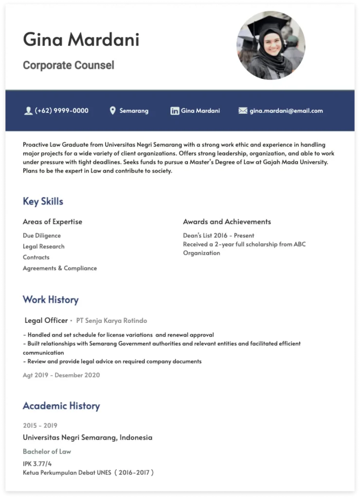 CV Beasiswa Internasional / Bahasa Inggris