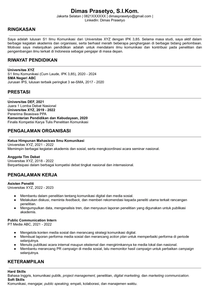 CV Beasiswa Multitalenta