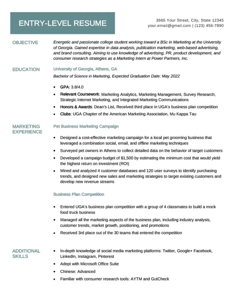 contoh cv fresh graduate