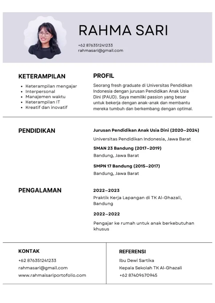 CV Guru Fokus Pendidikan dan IPK Tinggi