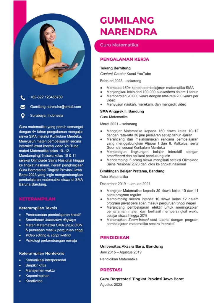 CV Guru Fokus Praktik Mengajar