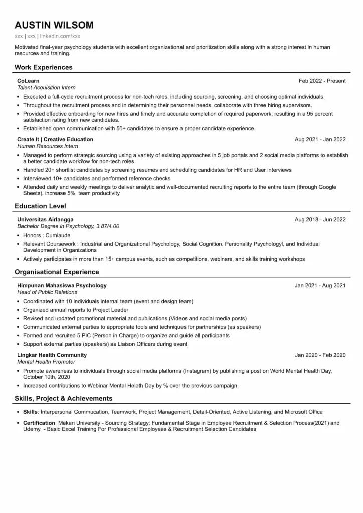 contoh cv lamaran kerja