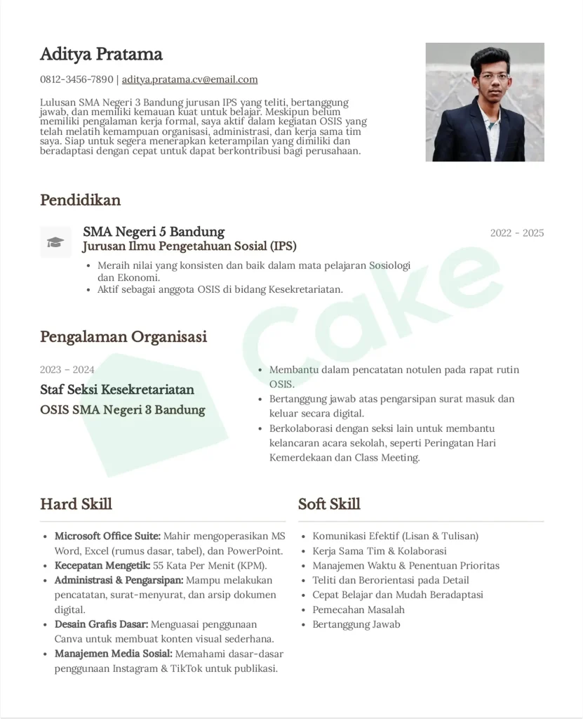  contoh cv lulusan sma 