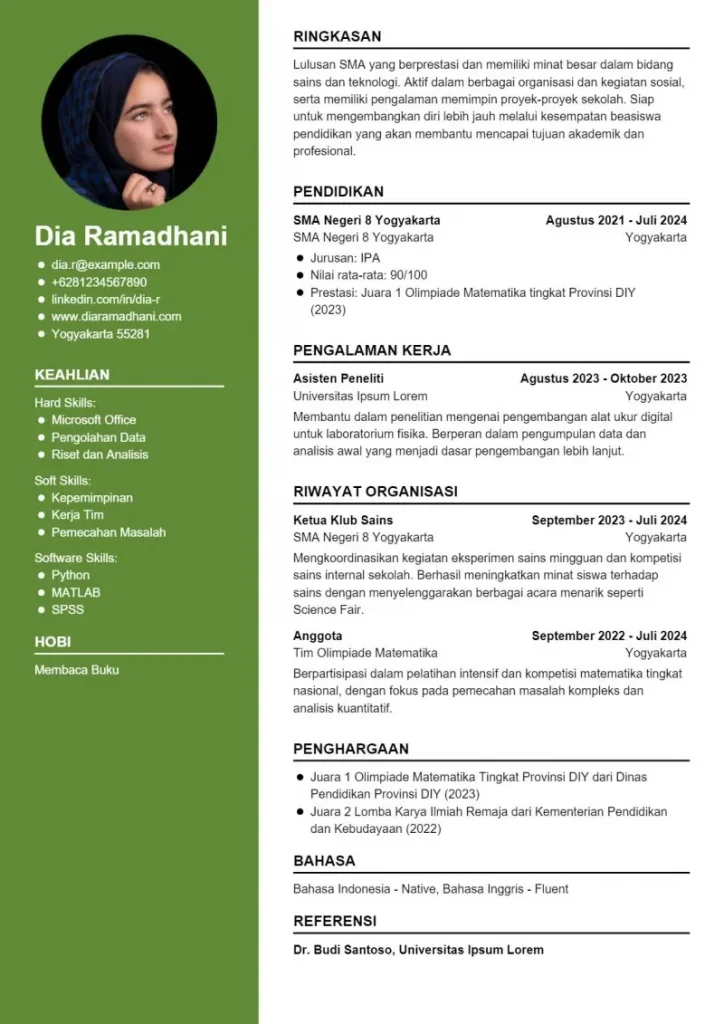  contoh cv lulusan sma 