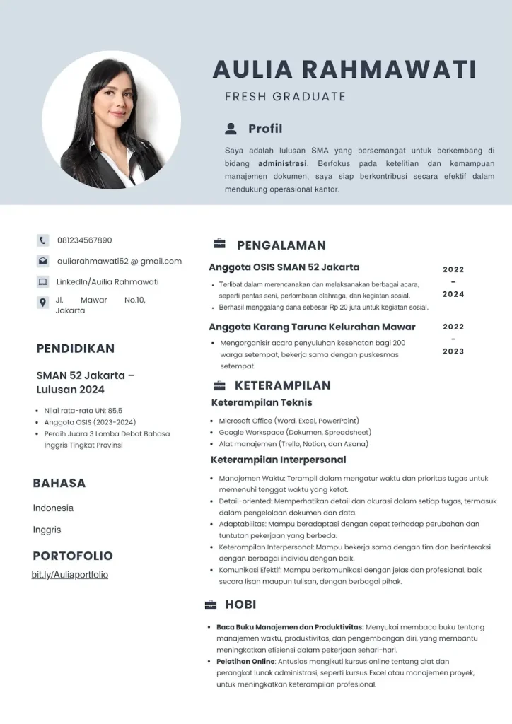  contoh cv lulusan sma 