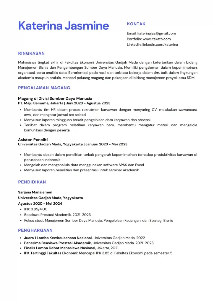 CV Mahasiswa dengan Sertifikasi