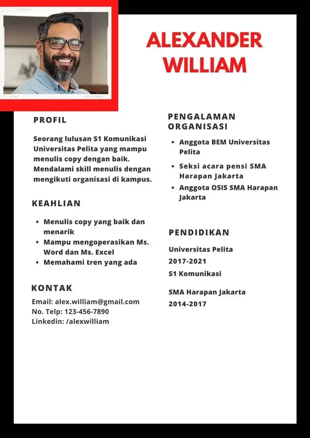 contoh cv lamaran kerja