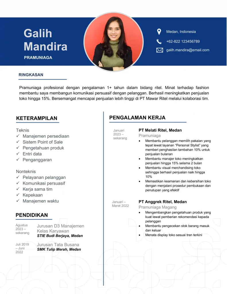 contoh cv riwayat hidup