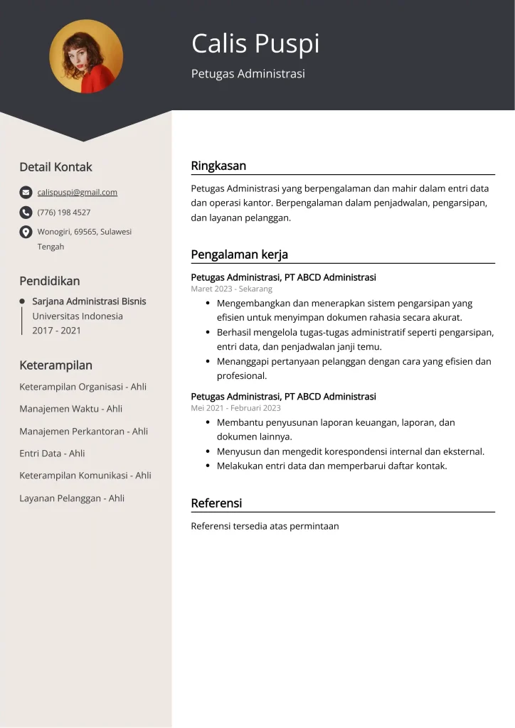 CV Staf Admin Berfokus pada Skill Microsoft Office & Google Workspace