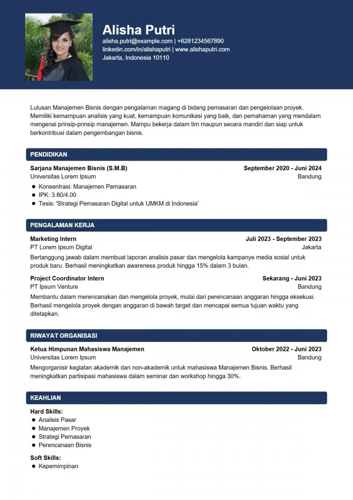 CV Staf Admin Lulusan S1 Manajemen