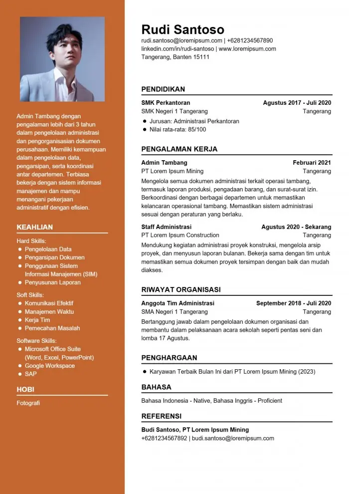CV Staf Admin untuk Melamar di Perusahaan Korporat Besar