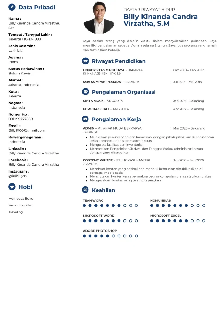 CV Staf Admin untuk Melamar di Perusahaan Startup