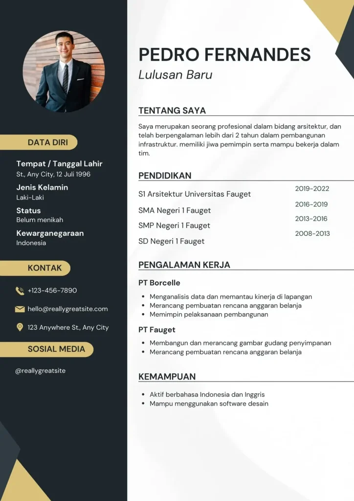 Contoh Singkat Isi CV