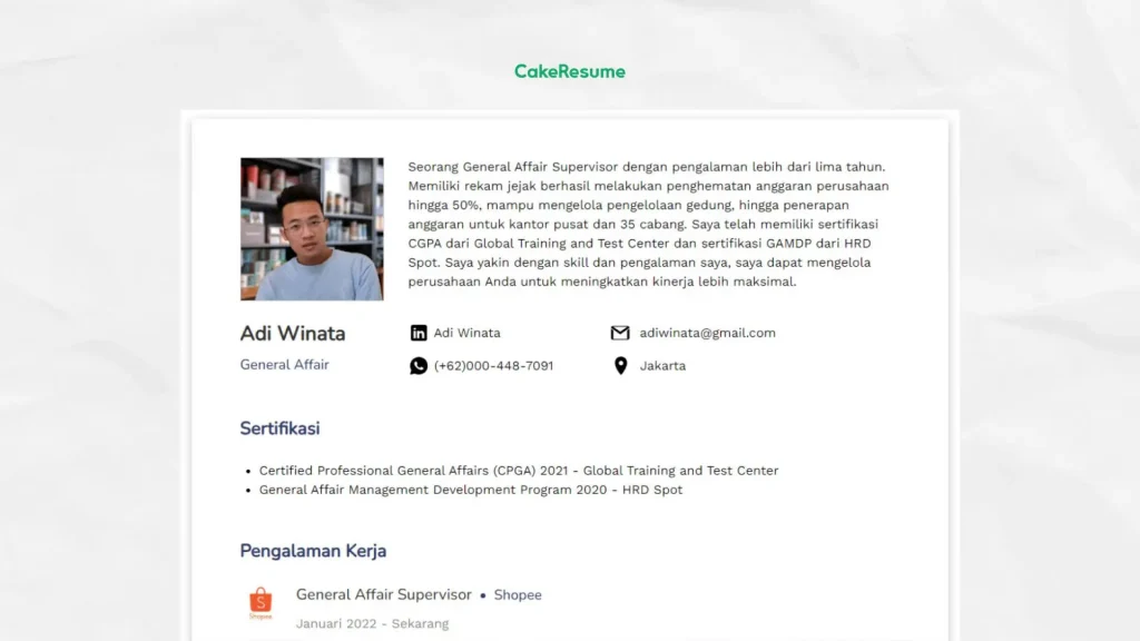 contoh deskripsi diri di cv