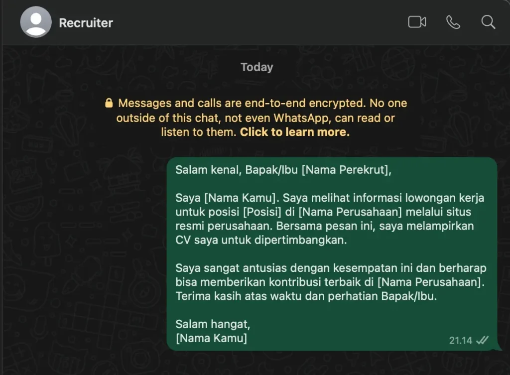 cara mengirim cv lewat wa