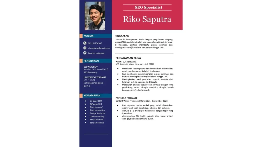 contoh cv lamaran kerja