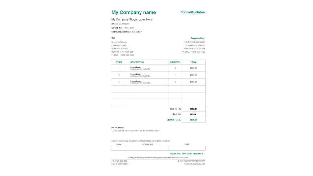 Contoh Quotation dalam Bisnis