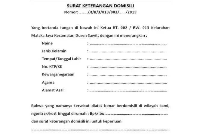 Bagaimana Format Surat Keterangan Domisili yang Benar