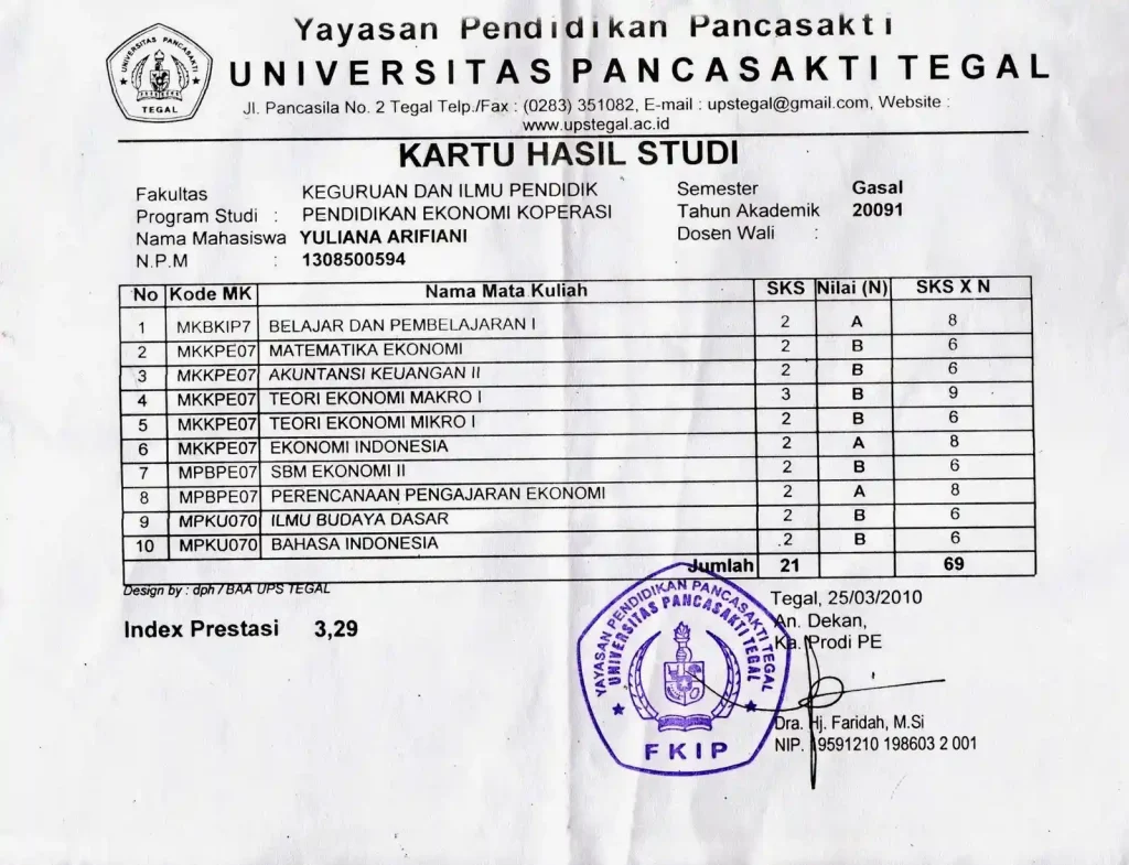 Apa Saja Isi dalam Kartu Hasil Studi (KHS)
